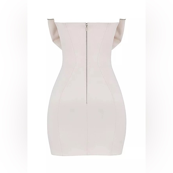 $269 House of CB Ivory Bow Embellished Satin Dress Small - Picture 4 of 4